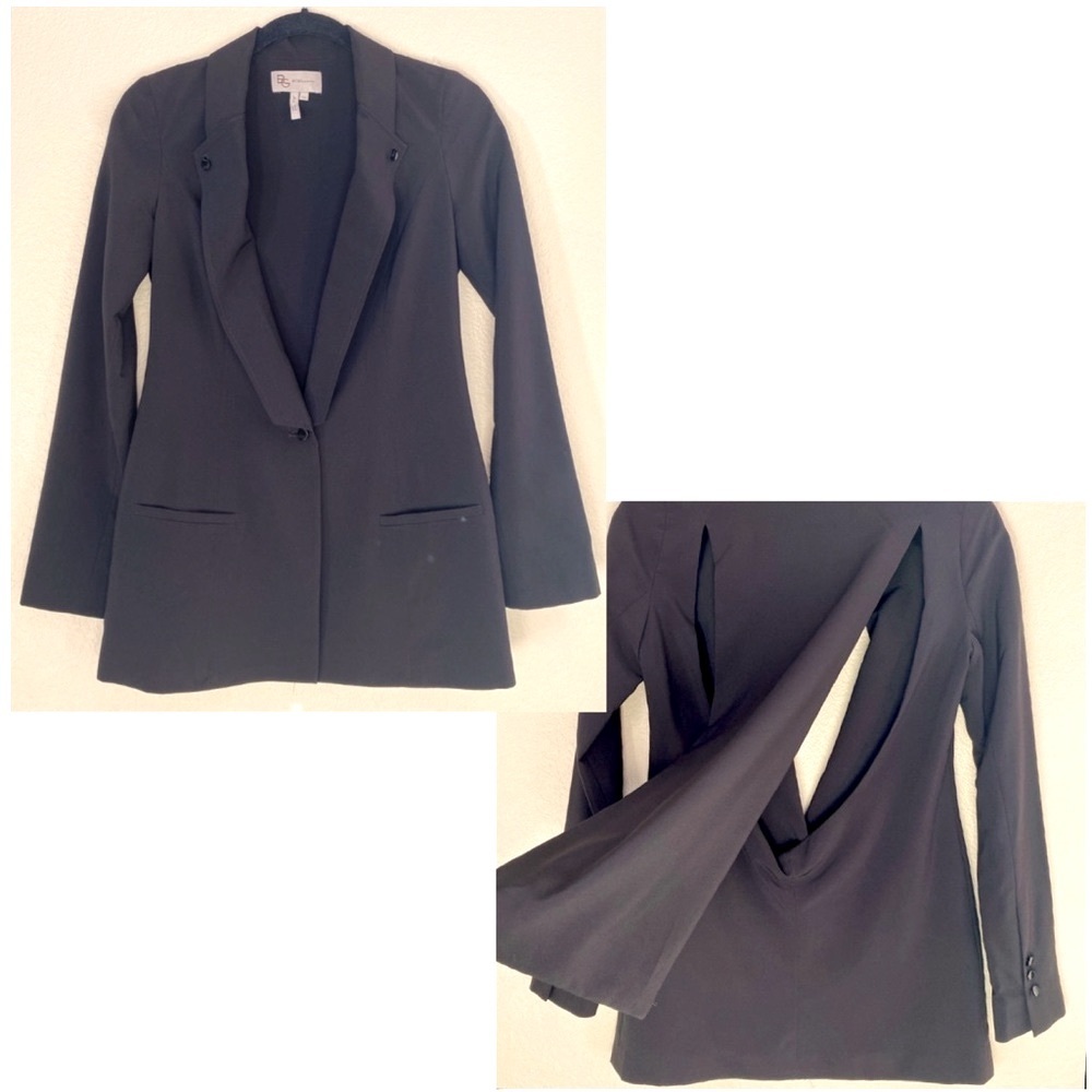 BCBGeneration Contemporary Unique Black Versatile Blazer with Open Back Women XS